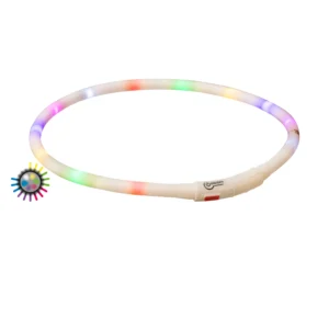 Trixie Flash Leuchtring USB XS-XL 70 cm/Ø 10 mm - weiß/bunt
