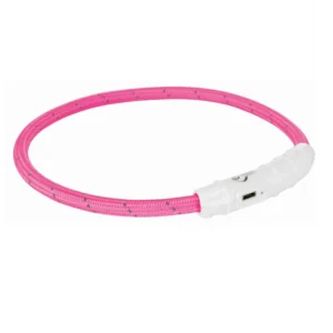 Trixie Flash Leuchtring USB Nylon - pink, Größe: XS-S