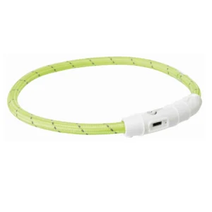 Trixie Flash Leuchtring USB Nylon - grün, Größe: XS-S
