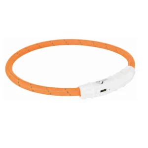 Trixie Flash Leuchtring USB Nylon - orange, Größe: XS-S