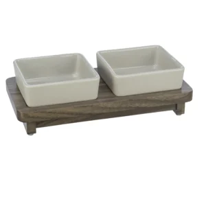 Trixie Napf-Set CityStyle Keramik/MDF 2x0,2 l/10x10 cm /24x4x12 cm