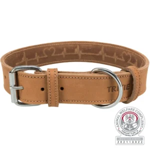 Trixie Rustic Fettleder-Halsband "Heartbeat" - braun, Größe: L-XL