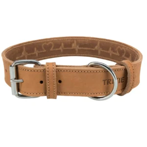 Trixie Rustic Fettleder-Halsband "Heartbeat" - braun, Größe: L