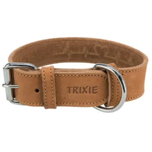 Trixie Rustic Fettleder-Halsband "Heartbeat" - braun, Größe M