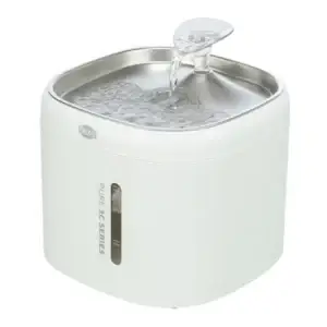 Trixie Aqua Pure Trinkbrunnen mit Edelstahltrinkschale und Wasserstandsanzeige  18 × 14,7 × 18 cm - weiß