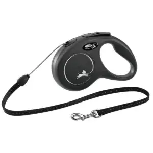 flexi Leine New CLASSIC mit Seil - schwarz, Größe: S