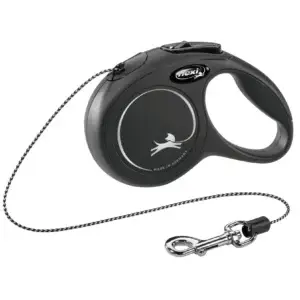 flexi Leine New CLASSIC mit Seil - schwarz, Größe: XS