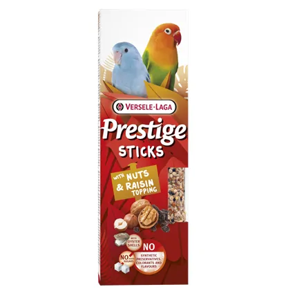 Versele-Laga Prestige Sticks Kleine Papageien mit Nüssen & Rosinentopping 60g