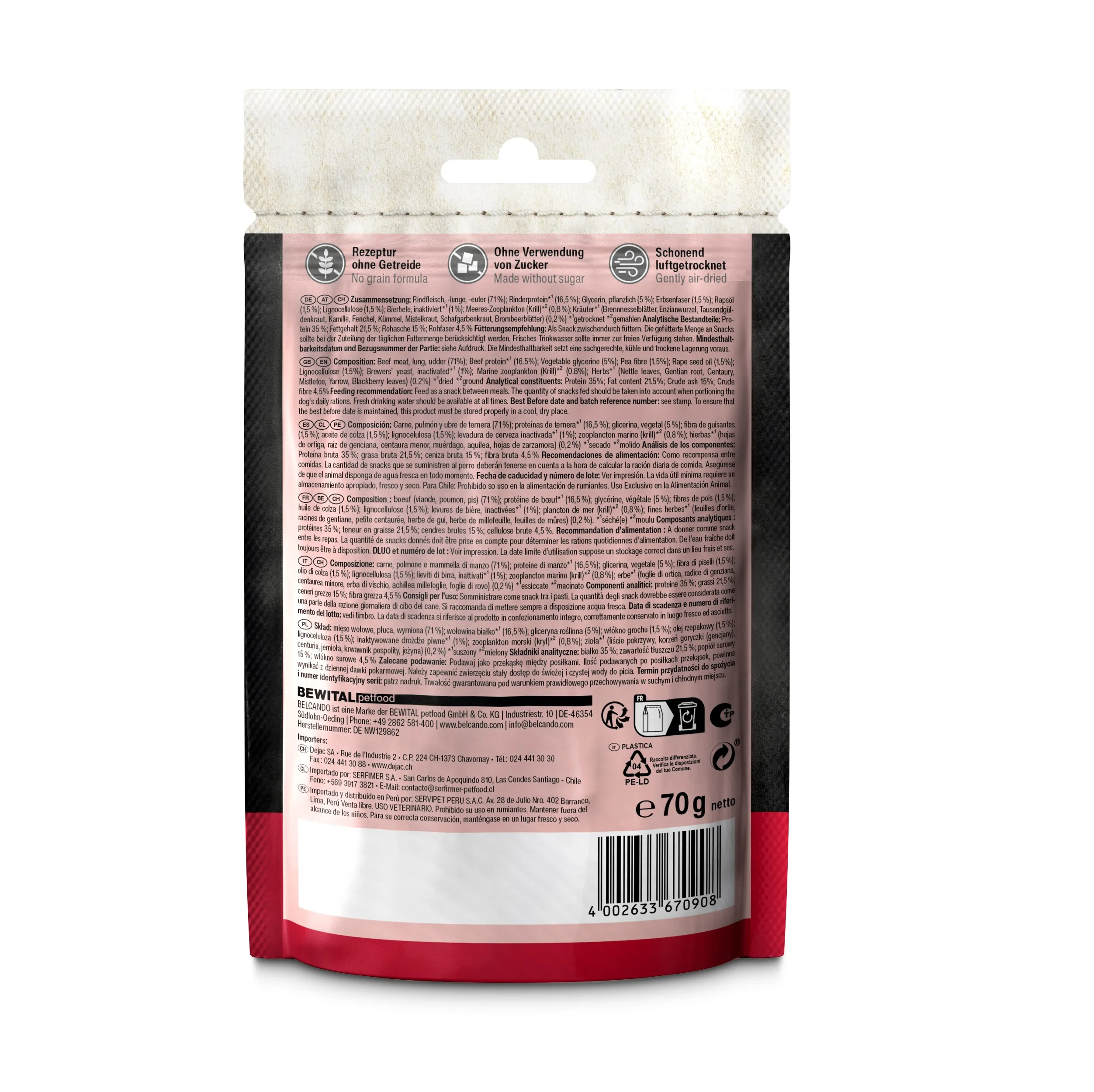 Belcando Snacks Stripes Beef 70g – Bild 2