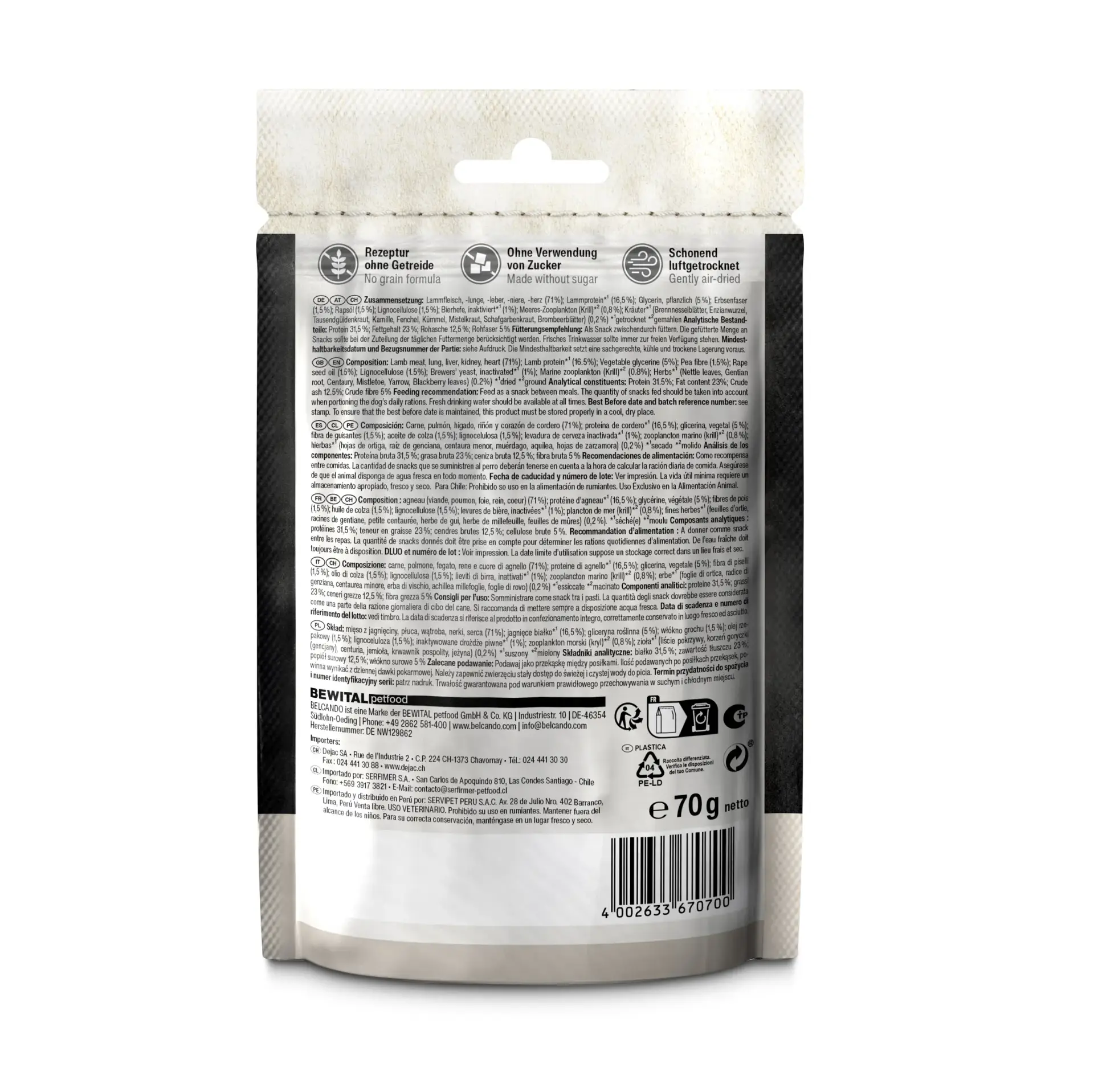 Belcando Snacks Stripes Lamb 70g – Bild 2