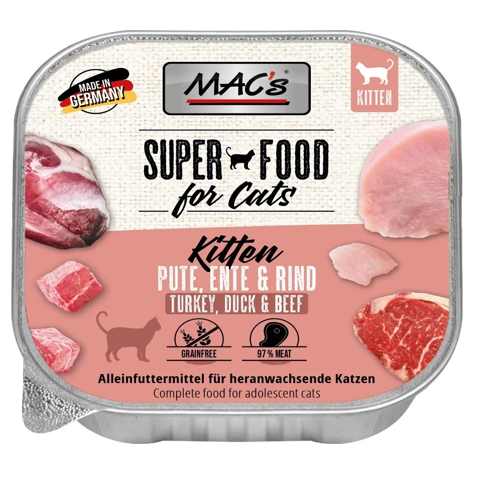 Mac´s - Katzen Schale Kitten - Pute, Ente & Rind 100g