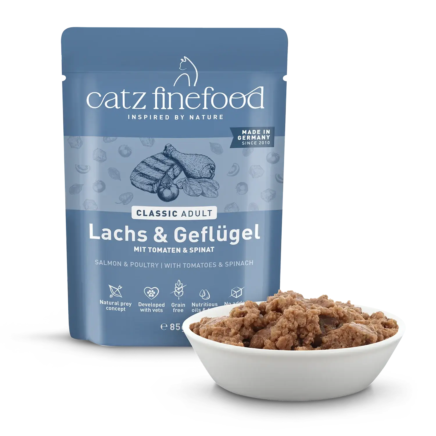 catz finefood® CLASSIC Adult Lachs & Geflügel 85g – Bild 2