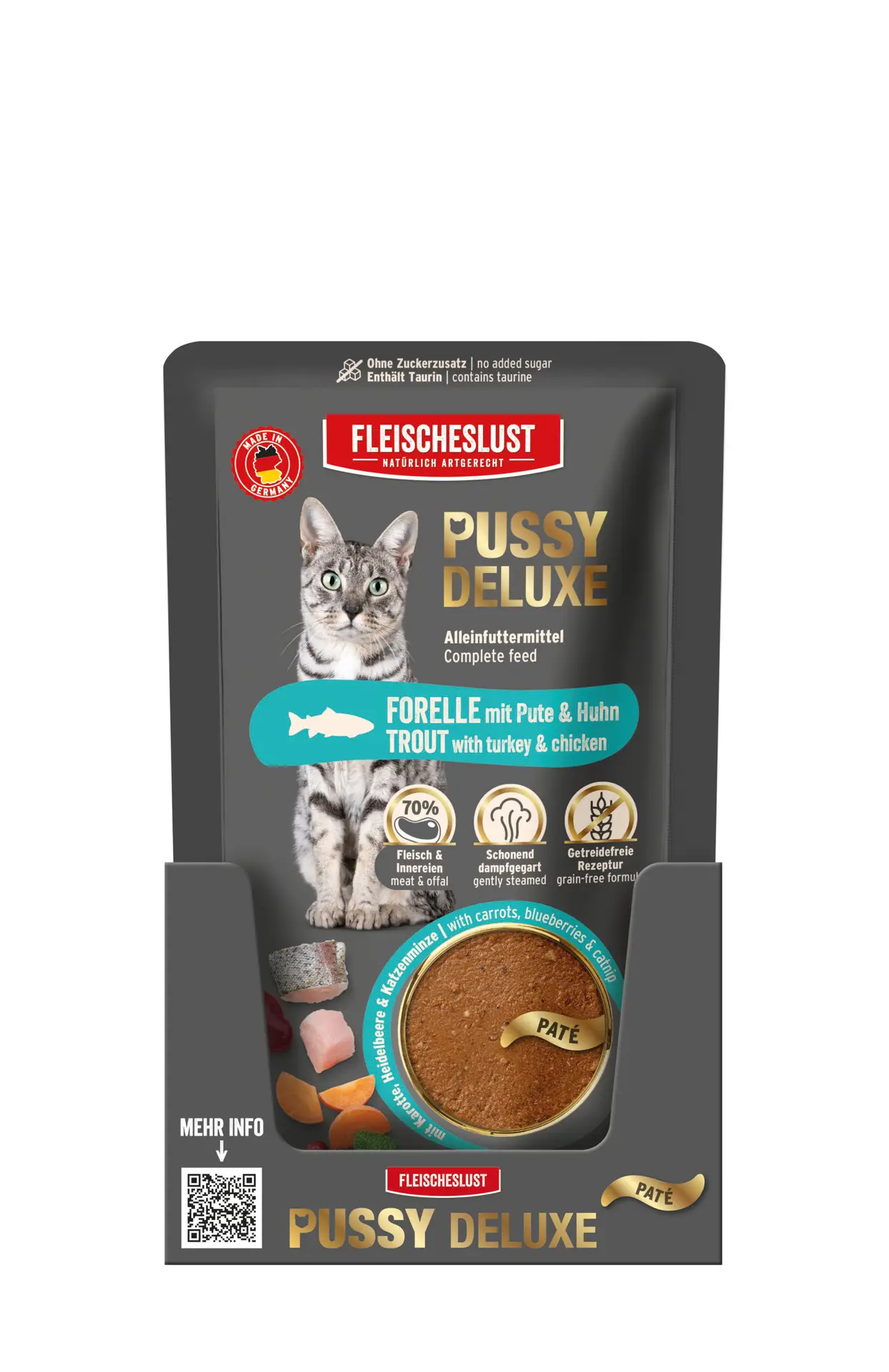 Fleischeslust - Pussy Deluxe Forelle mit Pute & Huhn 85g – Bild 5