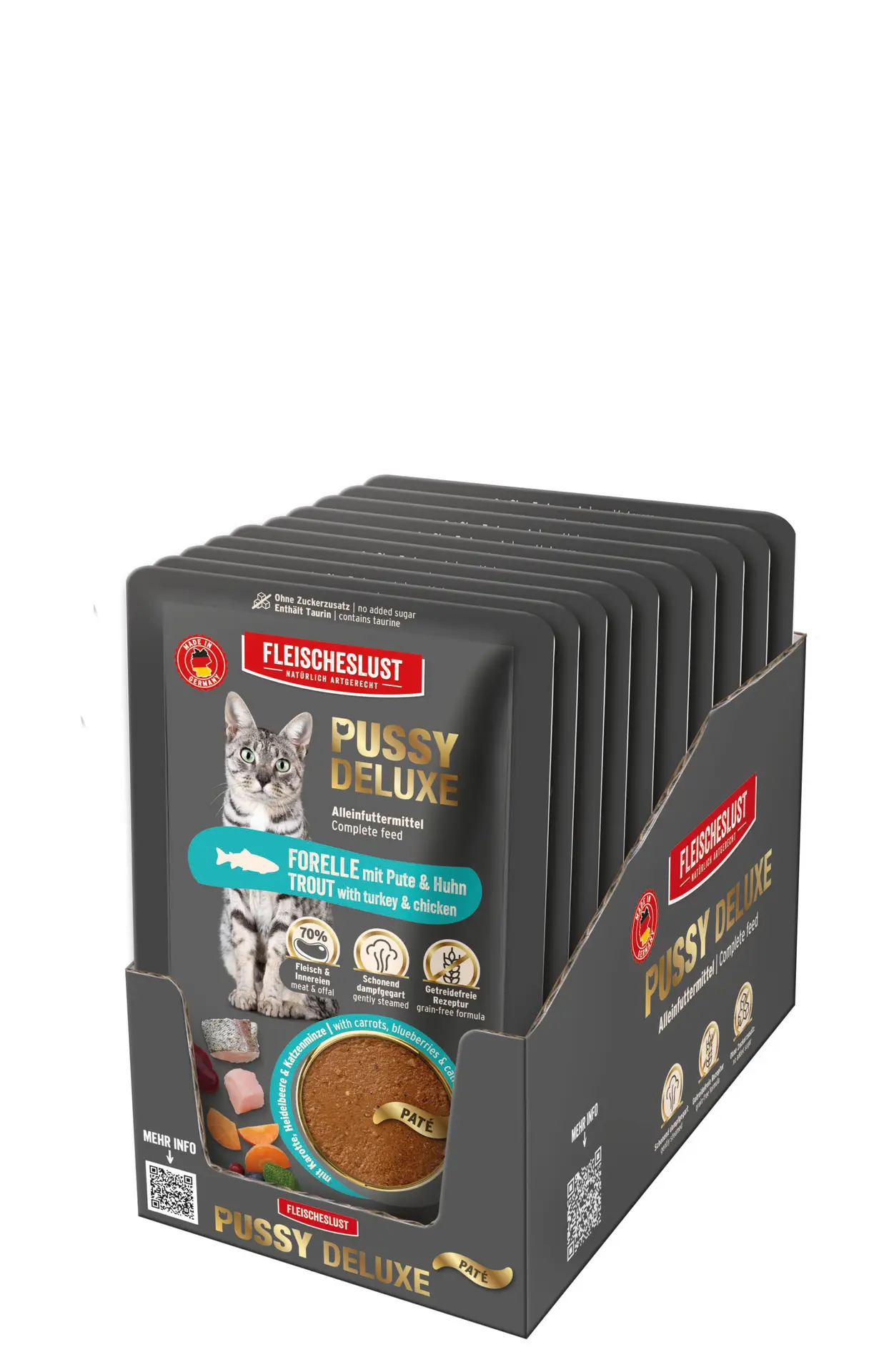 Fleischeslust - Pussy Deluxe Forelle mit Pute & Huhn 85g – Bild 6