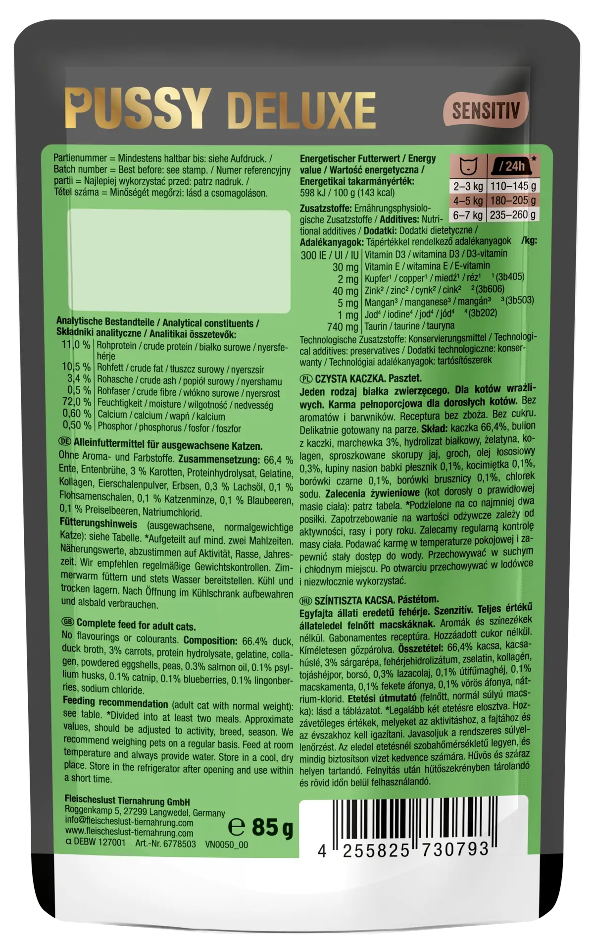Fleischeslust - Pussy Deluxe Pure Ente 85g – Bild 2