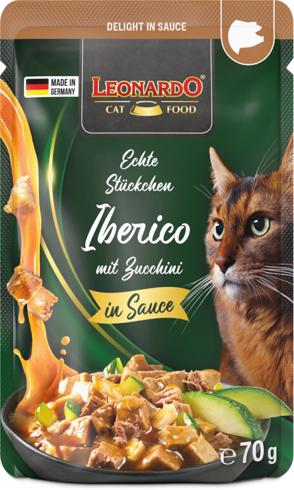 Leonardo Delight in Sauce Fleisch an Gemüse Echte Stückchen Iberico mit Zucchini 70g