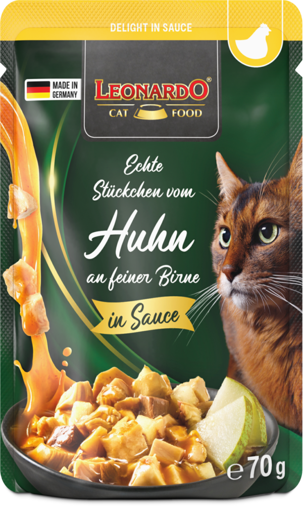 Leonardo Delight in Sauce Fleisch an Obst Echte Stückchen vom Huhn an feiner Birne 70g