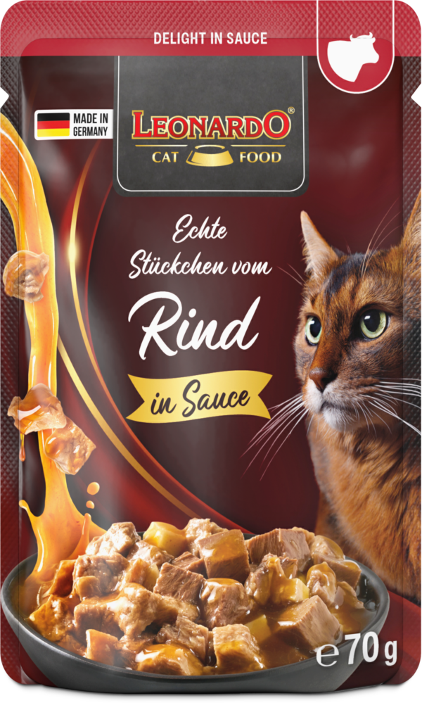 Leonardo Delight in Sauce Fleisch pur Echte Stückchen vom Rind 70g