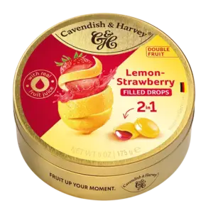 Cavendish & Harvey Double Fruit Drops – Lemon with Strawberry filling, 175g
