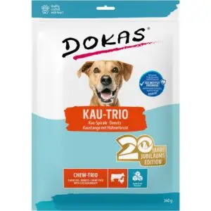 Dokas Dog Snack Kau-Trio: Kau-Spirale, Donuts & Kaustange mit Hühnerbrust 340g